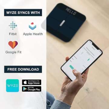 WYZE Smart Scale X for Body Weight, Digital Bathroom Scale for BMI, Body Fat, Water and Muscle, Heart Rate Monitor, Body Composition Analyzer for People, Baby, Pet, 400 lb, Black