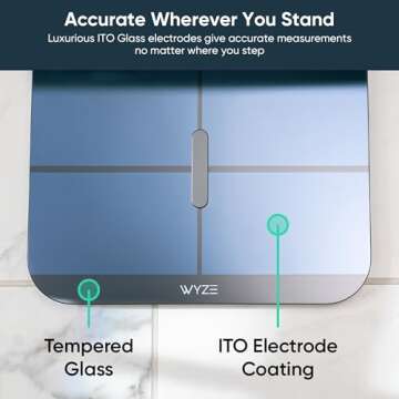 WYZE Smart Scale X for Body Weight, Digital Bathroom Scale for BMI, Body Fat, Water and Muscle, Heart Rate Monitor, Body Composition Analyzer for People, Baby, Pet, 400 lb, Black