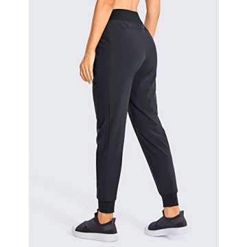 CRZ YOGA Women's Lined Double Layer Athletic Joggers with Zipper Pockets Comfy Lounge Workout Pants with Elastic Waist