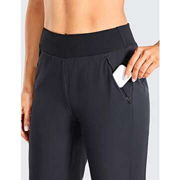 CRZ YOGA Women's Lined Double Layer Athletic Joggers with Zipper Pockets Comfy Lounge Workout Pants with Elastic Waist