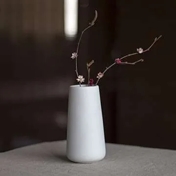 SZX White Ceramic Vases Minimalist Style Decoration for Home Office Desktop, Ideal Gifts for Friends & Family Small