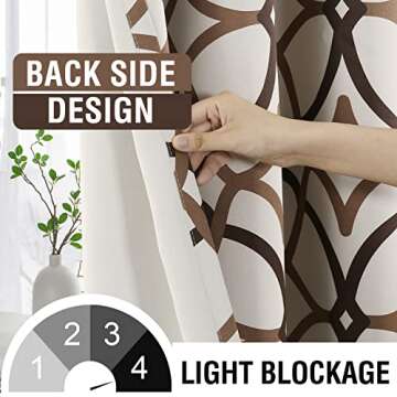 H.VERSAILTEX Blackout Curtains Printed Design 84 Inch Length 2 Panels Set Thermal Insulated Curtains for Bedroom Living Room Geometric Modern Grommet Window Drapes - Taupe and Brown