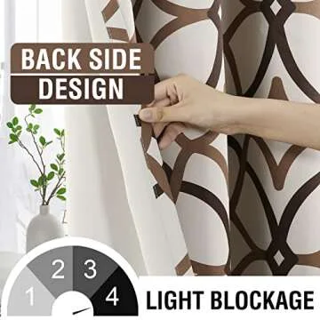 H.VERSAILTEX Blackout Curtains Printed Design 84 Inch Length 2 Panels Set Thermal Insulated Curtains for Bedroom Living Room Geometric Modern Grommet Window Drapes - Taupe and Brown