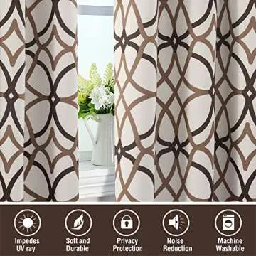 H.VERSAILTEX Blackout Curtains Printed Design 84 Inch Length 2 Panels Set Thermal Insulated Curtains for Bedroom Living Room Geometric Modern Grommet Window Drapes - Taupe and Brown