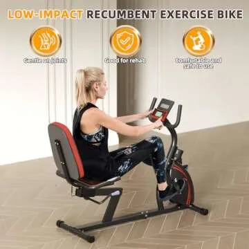 Vanswe Recumbent Exercise Bike for Adults Seniors - For Home Workout with 16 Levels Resistance, 380 lbs Weight Capacity, Bluetooth Connectivity and Pulse Sensor RB661(Red)