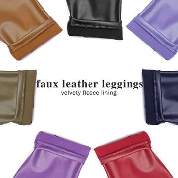 Ginasy Black Faux Leather Leggings for Women High Waisted Stretch Leather Pants Tummy Control