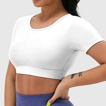 VOYJOY Women Open Back Tee - Stylish Backless Crop Top for Workouts