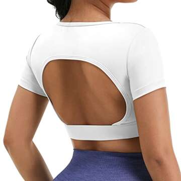 VOYJOY Women Open Back Tee for Gym & Casual Style