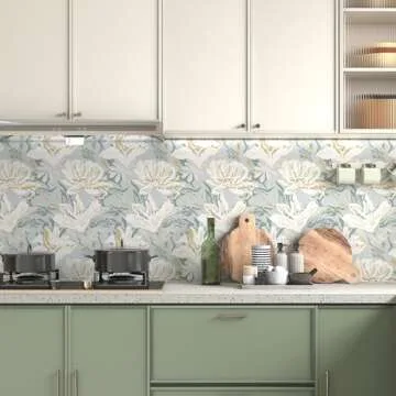 Theper Removable Wallpaper Floral Peel and Stick Wallpaper Boho 17.3"×78.8" Floral Wallpaper Self Adhesive Wallpaper for Bedroom Vintage Wallpaper for Bathroom Home Wall Paper Floral Contact Paper