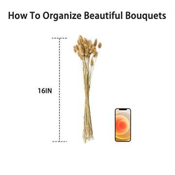 100pcs Natural Rabbit Tail Grass - Bunny Tails Dried Flowers,Used for Photo Props, Home Decor, Weddi...