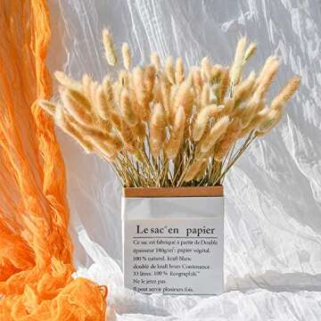 100pcs Natural Rabbit Tail Grass - Bunny Tails Dried Flowers,Used for Photo Props, Home Decor, Wedding, Party, Theme Decoration,16in(Natural Color)