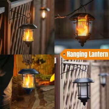 Dynaming 6 Pack Solar Flame Torch Lights Outdoor, Dual Use Flickering Flame Garden Light, Hanging Lantern Lights, Auto On/Off & Waterproof Landscape Lighting for Lawn Patio Yard Walkway Driveway