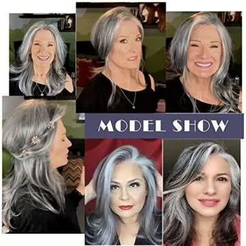 Long Layered Grey Wigs for Women Silver Wavy Wig Natural Looking Hair Replacement Wigs Synthetic Heat Resistant Hair Wig for Daily Party Use