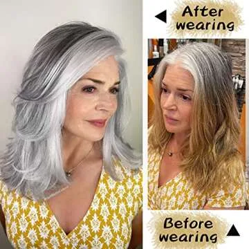 Long Layered Grey Wigs for Women Silver Wavy Wig Natural Looking Hair Replacement Wigs Synthetic Heat Resistant Hair Wig for Daily Party Use