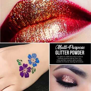 Teenitor 32 Colors Glitter for Body, Face, Nail Art