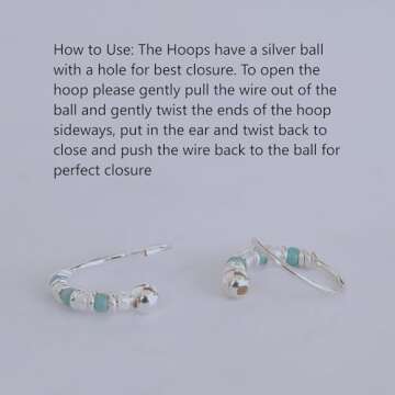 Stylish Handmade 10MM Silver Beaded Hoop Earrings for Women