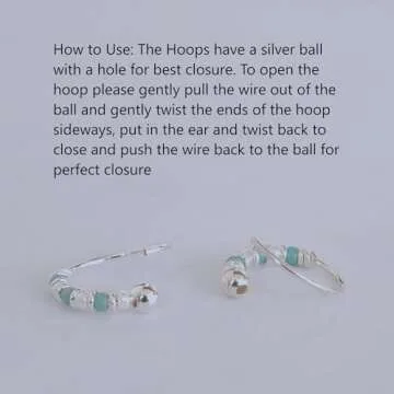 Stylish Handmade 10MM Silver Beaded Hoop Earrings for Women