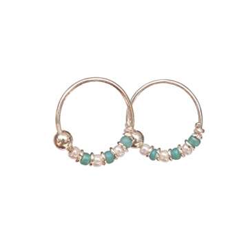 Stylish Handmade 10MM Silver Beaded Hoop Earrings for Women