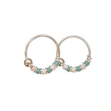 Stylish Handmade 10MM Silver Beaded Hoop Earrings for Women