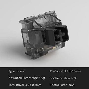 Akko CS Jelly Black Switches - Premium 50gf Linear Switches for Keyboards