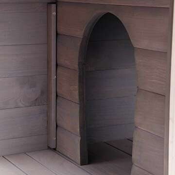 Petsfit Outdoor Wooden Dog House for Small Dogs, Light Grey, Small/33.6" L x 24.7" W x 23" H