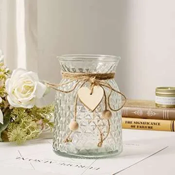 YJ Artificial Silk Roses in Charming Vase for Decor