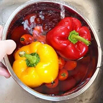 WEZVIX Stainless Steel Mixing Bowl Set of 7 Nesting Bowls with Colorful Silicone Bottom, Measurements Marks and Airtight Lids Dishwasher Safe - 7-5-4-3.5-2.5-2-1.5 QT