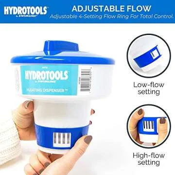HYDROTOOLS BY SWIMLINE 8725 Large Capacity Pool & Spa Chemical Dispenser | Compatible With Bromine & Chlorine Supports 1-3’’ Tablets | Adjustable Control Ring For Customizable Flow Rate