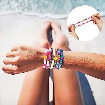 Colorful Heishi Bracelets Set - Summer Surf Style Jewelry