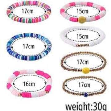 Colorful Heishi Bracelets Set - Summer Surf Style Jewelry