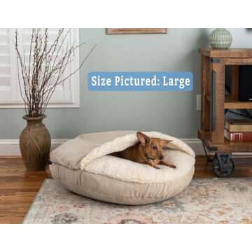 Snoozer Luxury Microsuede Cozy Cave Pet Bed, Extra Large, Buckskin.