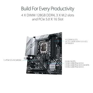 ASUS Prime Z690M-Plus D4 LGA 1700(Intel 12th Gen) microATX motherboard (PCIe 5.0,DDR4,10+1 Power Stages,3x M.2,1Gb LAN,USB 3.2 Gen 2x2 Type-C,front USB 3.2 Gen 1 Type-C connector,Thunderbolt 4)