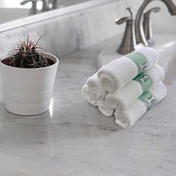 HIPHOP PANDA Baby Washcloths, Rayon Made from Bamboo - 2 Layer Ultra Soft Absorbent Newborn Bath Face Towel - Reusable Baby Wipes for Delicate Skin - Gray Stripe, 6 Pack