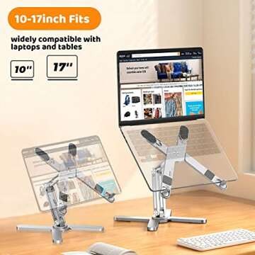 Moallia Laptop Stand with 360 Rotating Base, Computer Notebook Laptop Riser Metal Holder for Desk Collaborative Work, Fully Foldable for Easy Storage, Fits All MacBook, Laptops up to 16 inches