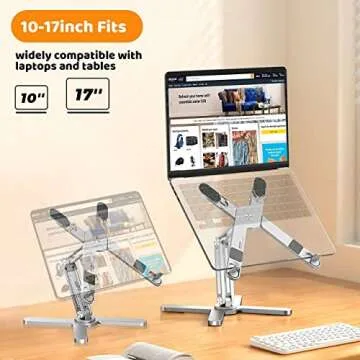 Moallia Laptop Stand with 360 Rotating Base, Computer Notebook Laptop Riser Metal Holder for Desk Collaborative Work, Fully Foldable for Easy Storage, Fits All MacBook, Laptops up to 16 inches