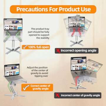 Moallia Laptop Stand with 360 Rotating Base, Computer Notebook Laptop Riser Metal Holder for Desk Collaborative Work, Fully Foldable for Easy Storage, Fits All MacBook, Laptops up to 16 inches