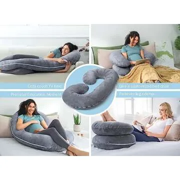 INSEN Pregnancy Pillow,Maternity Body Pillow with Velvet Cover,C Shaped Body Pillow for Sleeping (Grey)