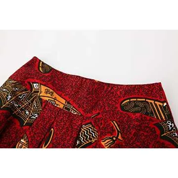 Hybrid Fashionista African Skirts for Women (Size USA 10) A-line Pleated Flared Midi Skirts - High Waist Skirts