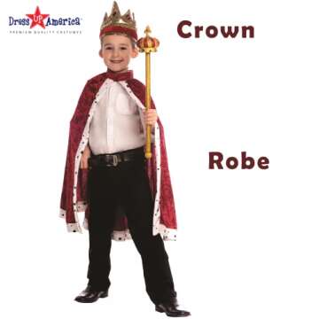 Dress Up America King Crown and Robe - King Costume for Kids - One Size Fits Most (Red)