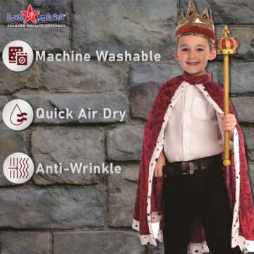 Dress Up America King Crown and Robe - King Costume for Kids - One Size Fits Most (Red)