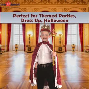 Dress Up America King Crown and Robe - King Costume for Kids - One Size Fits Most (Red)