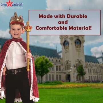 Dress Up America King Crown and Robe - King Costume for Kids - One Size Fits Most (Red)