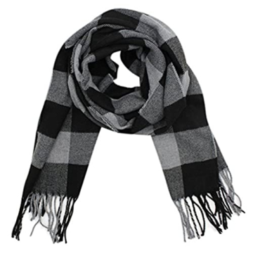 Men's Winter Plaid Scarf - Soft & Warm 72" × 13"
