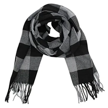 Men's Winter Plaid Scarf - Soft & Warm 72" × 13"