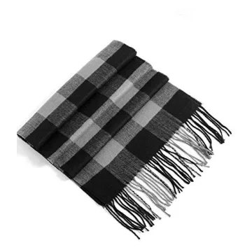 Men's Winter Plaid Scarf - Soft & Warm 72" × 13"