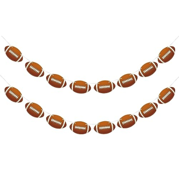 FAKTEEN 2 Pcs Football Party Decorations Banner Football Hanging Garland Football Paper Cutouts for ...