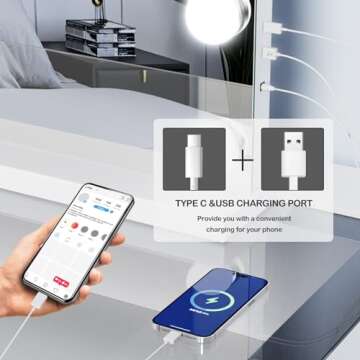 Gvnkvn 18 Extra Bulbs Vanity Mirror with Lights with USB & Type-C Charing, 32WX24L Tabletop Hollyhoo...