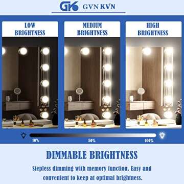 Gvnkvn 18 Extra Bulbs Vanity Mirror with Lights with USB & Type-C Charing, 32WX24L Tabletop Hollyhood Makeup Mirror, Lighted Vanity Mirror,3 Colors Modes,Touch Control,Metal Frame,White
