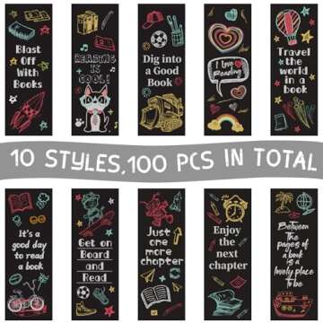 LiYiQ 100 Pcs Reading Rocks Bookmarks Rockets Design Bookmarks 7×2.5-inch Double-Sided Bookmarks for Book Lovers Cute Bookmarks for Reading Bookmarks for Students School Supplies