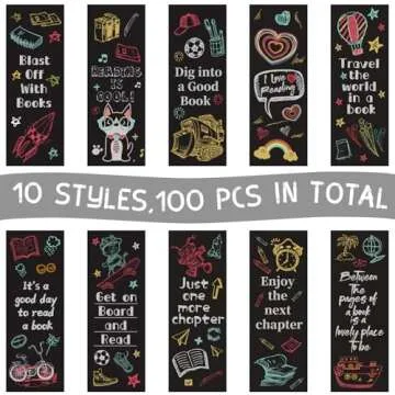 LiYiQ 100 Pcs Reading Rocks Bookmarks Rockets Design Bookmarks 7×2.5-inch Double-Sided Bookmarks for Book Lovers Cute Bookmarks for Reading Bookmarks for Students School Supplies
